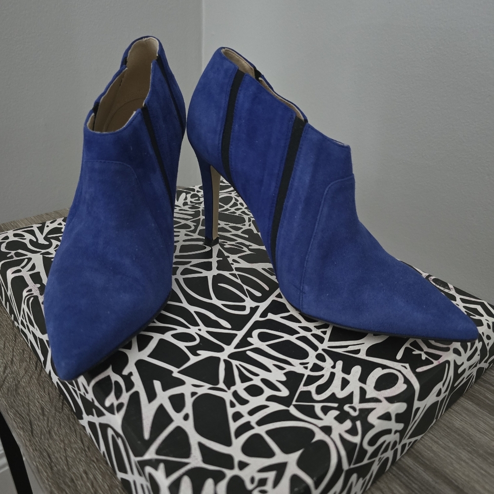 Diane Von Furstenberg Blue Suede Ankle Booties